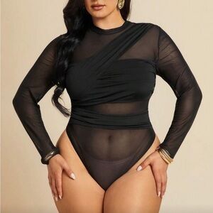 Elegant Black Sheer Bodysuit